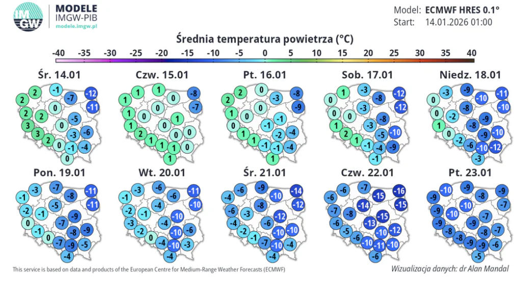 Polskę „rozerwie” pogoda: na zachodzie deszcz i +2°C, na wschodzie -16°C — gdzie będzie najślizżej