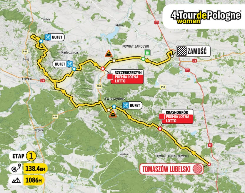 Tour de Pologne Women 24 lipca. Zamknięte drogi i utrudnienia na trasie do Zamościa