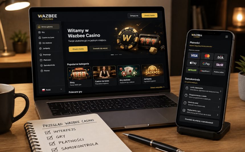 Wazbee Casino: przegląd interfejsu, katalogu gier, metod płatności i narzędzi samokontroli